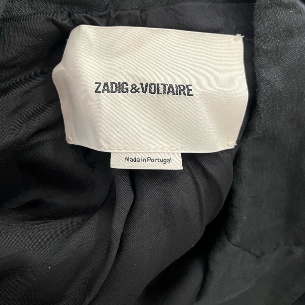 Zadig & Voltaire Black Linen Blend Art is Truth Viva Heart Strass Blazer 42 (XL) - Picture 9 of 10